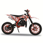 Dirt Bike 50cc Two-Stroke Mini Mountain Motorcycle with Front and Rear Disc Brakes and Top Speed Up to 25 mph
