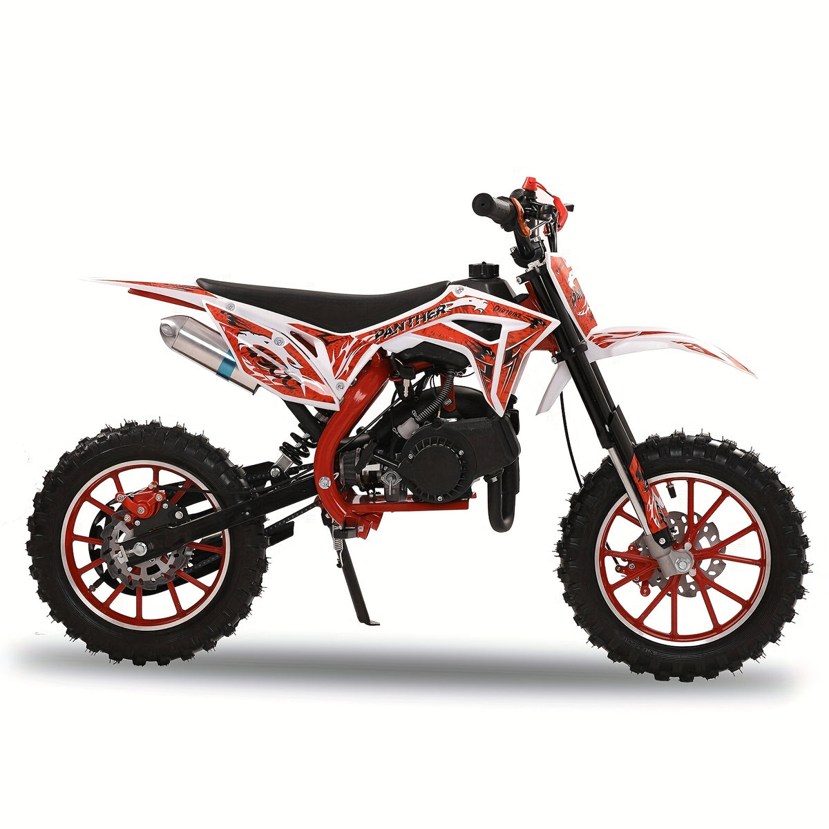 Dirt Bike 50cc Two-Stroke Mini Mountain Motorcycle with Front and Rear Disc Brakes and Top Speed Up to 25 mph