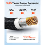 VEVOR 100FT Solar Panel Extension Cable, 10 AWG, Solar Panel Wire with Flame Retardant Protective Sleeving, Female and Male Connectors, PV Wire, for Outdoor Automotive RV
