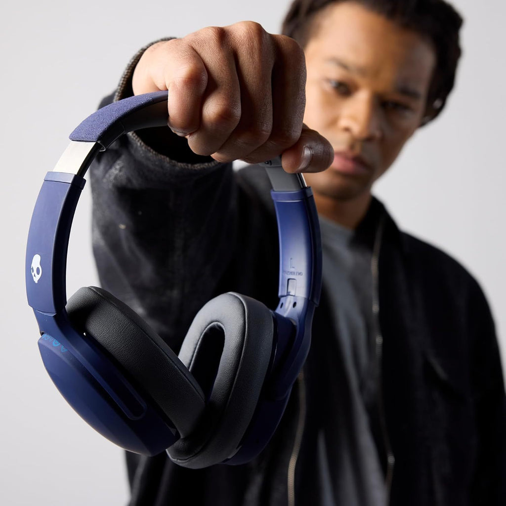 Skullcandy Crusher Evo Wireless Bluetooth Over-Ear Headphones with Adjustable Sensory Bass, Noise Isolating Headset, Personalized Sound via App, Built-in Microphone for Clear Calls, Up to 40 Hours Battery with Rapid Charge, Foldable Comfort Fit for Travel