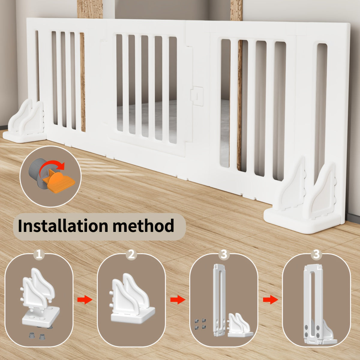 Baby Playpen Baby Fence, 2in 1 Adjustable Shape Baby Playpen, Kids Activity Centre Safety Play Yard Home Indoor Outdoor, Large Space Safe Playpen, Wardrobe Fence Storage Shelf Baby Fence with Safety Gate As Birthday Gift