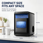 Nugget Ice Maker Countertop, 44 Lbs/Day, Soft Chewable Pebble Ice Machine with Stainless Steel Ice Scoop, for Home, Kitchen, Office, RV & Camping, Stainless Steel, Black