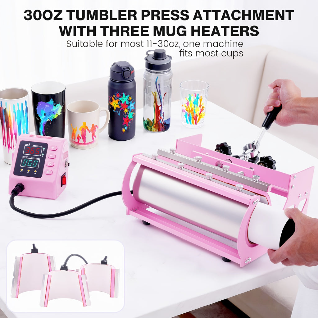 HOMDOX 15"x15" - 11pcs(8 In 1) / 8pcs(5 In 1) Heat Press Set With 30OZ Tumbler Press, Slide Out 360° Swing Away For T-Shirt/Cloth Bags/Tumbler/Mug/Hat/Plate - 15"x15" Slide Out T-shirt Heat Press Machine Can Only Press T-Shirt/Pillows/Cloth Bags