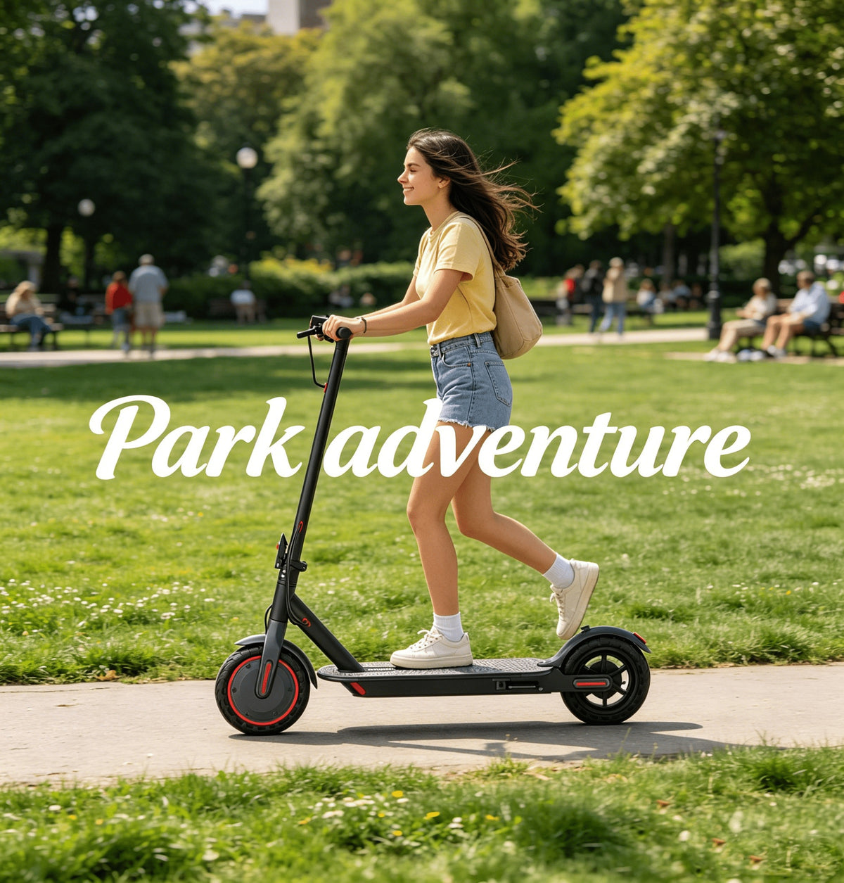 350W Motor Foldable Electric Scooter for Adults, 8.5 Inch Anti-Slip Solid Tyres, 19MPH Max Speed & 3 Speed Modes, New Upgraded Version with Reinforced Brake System, Stable Riding, Durable Aluminum Alloy Body, Ultra Comfortable Commuter E-Scooter