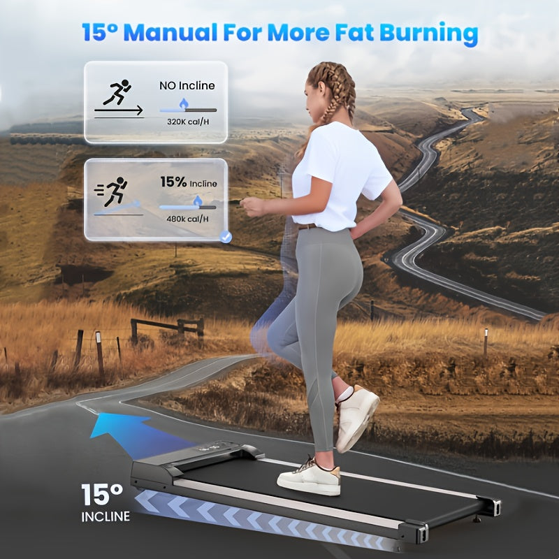 4-In-1 Walking Pad with 15% Incline, Portable Under Desk Treadmill, for Home And Office Use, 2.5 HP Silent Walking Treadmill, Supports Up to 265 Lbs, for Walking And Jogging, Christmas Surprise Gift, Without Battery