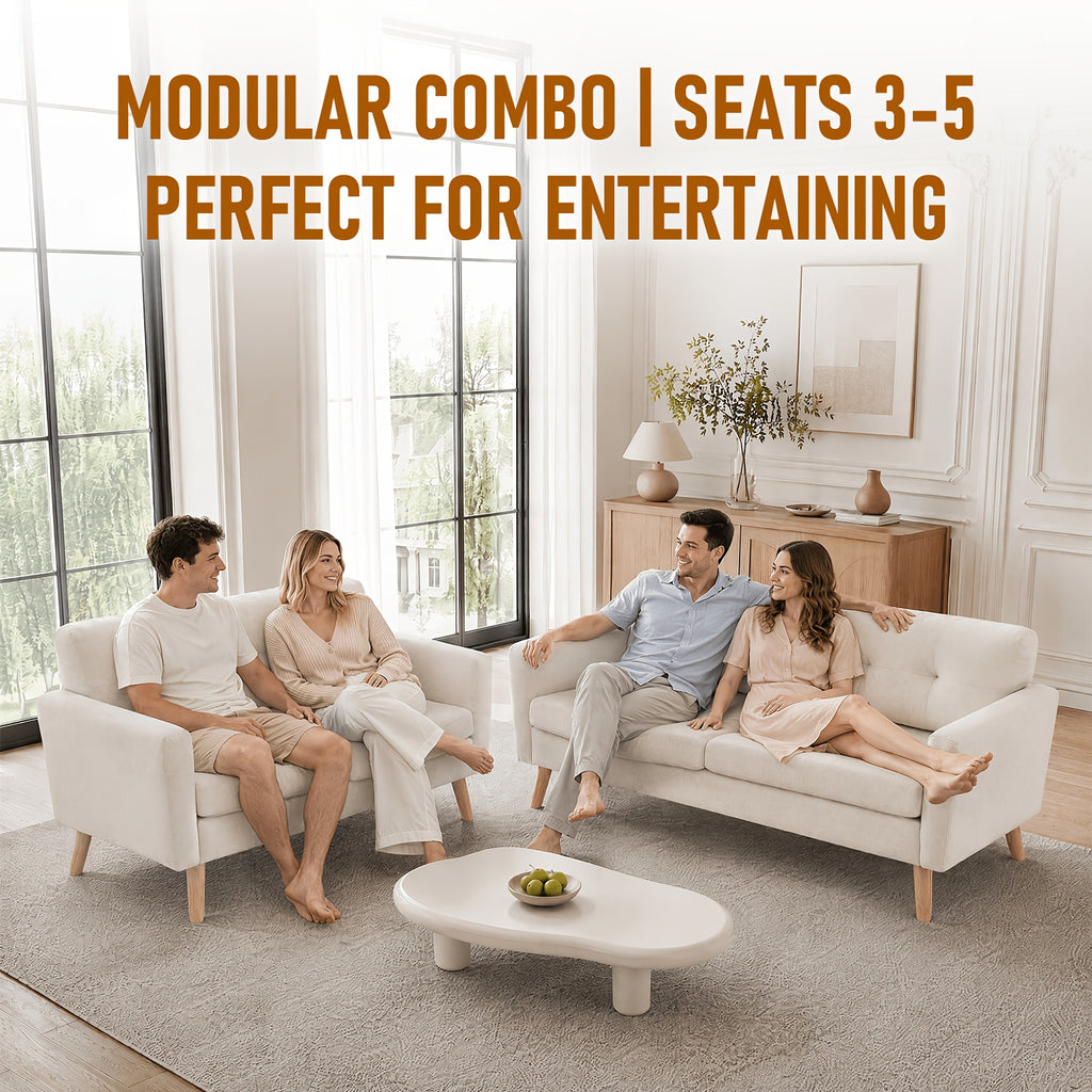 Loveseat Sofa, Mid-Century Modern Decor Love Seat Couches for Living Room, Button Tufted Upholstered Small Couch for Bedroom, Solid And Easy to Install Love Seat Furniture