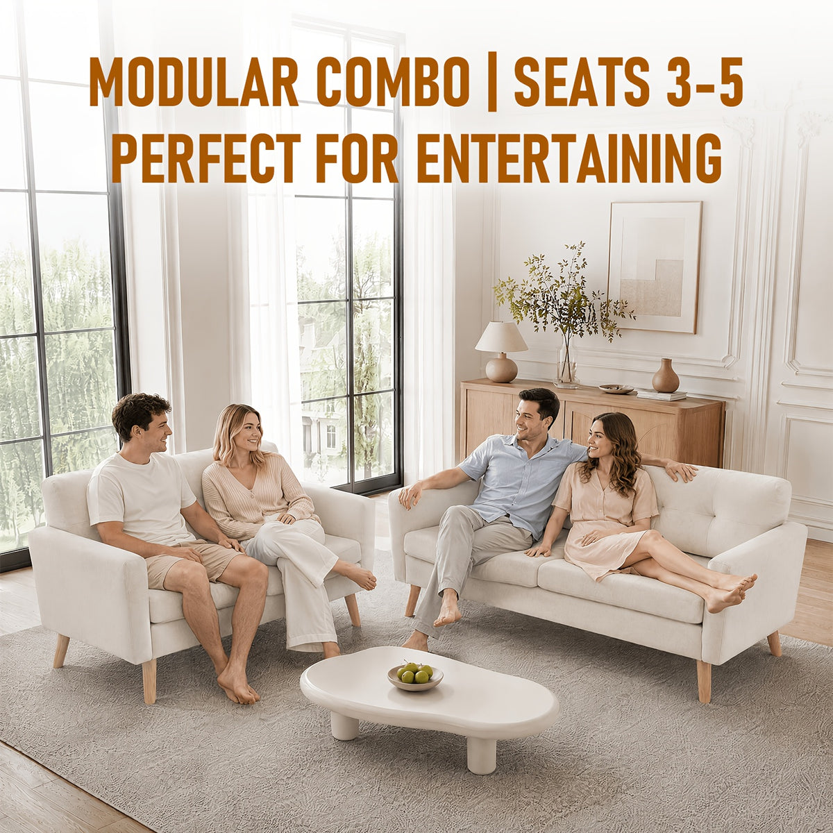 Loveseat Sofa, Mid-Century Modern Decor Love Seat Couches for Living Room, Button Tufted Upholstered Small Couch for Bedroom, Solid And Easy to Install Love Seat Furniture