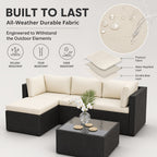 Outdoor Patio Sofa Set in L-Shaped 5- or 6-Piece Design for Backyard and Poolside Lounging