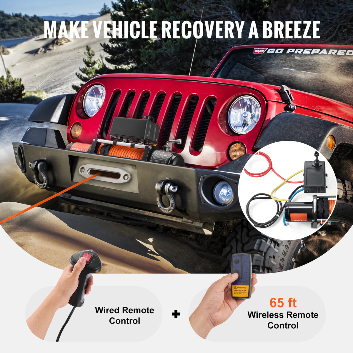 VEVOR Electric Winch Truck 10, 000 lb, 12V, for UTV, ATV, Jeep, and Truck Wrangler