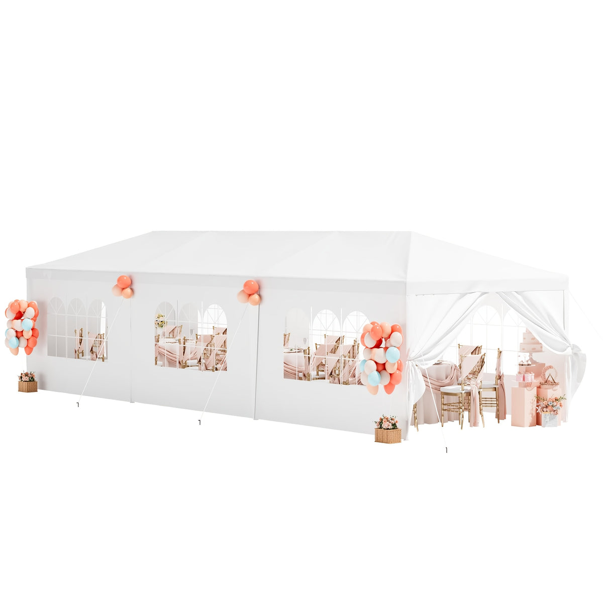GUNJI 20x40FT & 13*26FT Heavy Duty Outdoor Party Tent, White Wedding Canopy With Removable Sidewalls, Roll-Up Doors, Storage Bags, Event & Commercial Gazebo Shelter