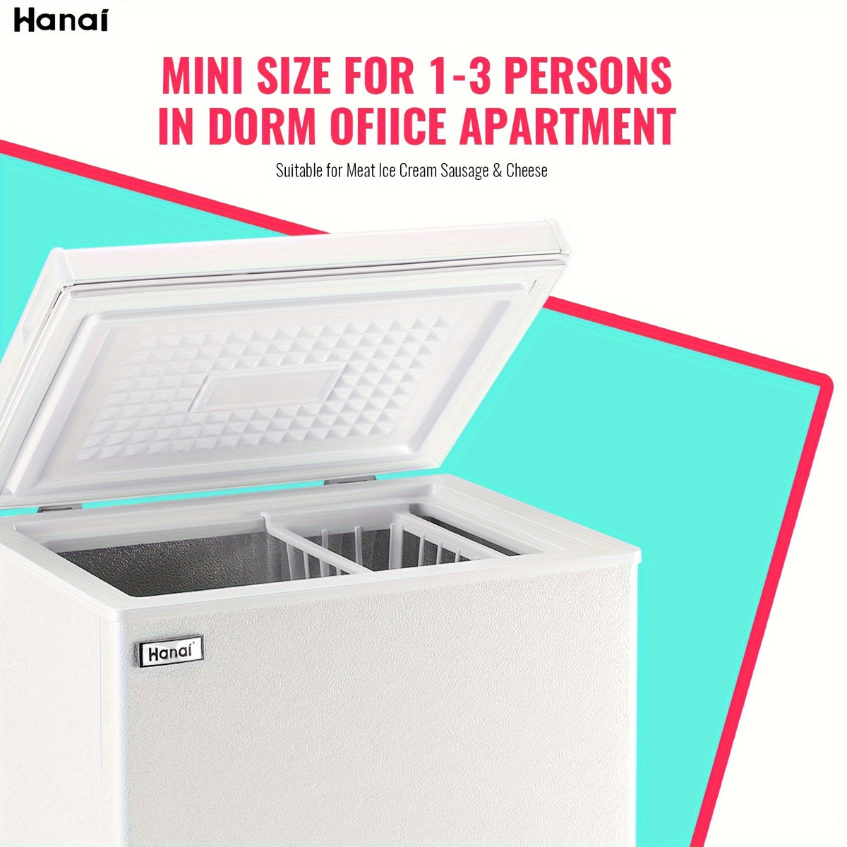 WANAI Chest Freezer Mini Small Deep Freezer Apartment Dorm Freezers with 7 Temp Control Fast Cooling Portable for Home Office Business Dorm