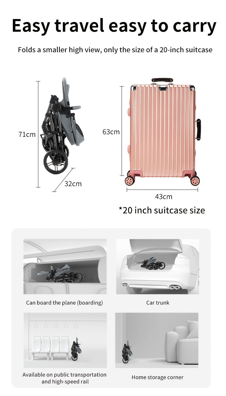 Foldable Stroller Suitable for Children Under, with a Single-Foot Brake, Sunshade, Adjustable Push Handle, And Comes with Foot Cover, Mosquito Net, Rain Cover, Baby Bottle Holder, Etc., Convenient for Storage And Use When Going Out