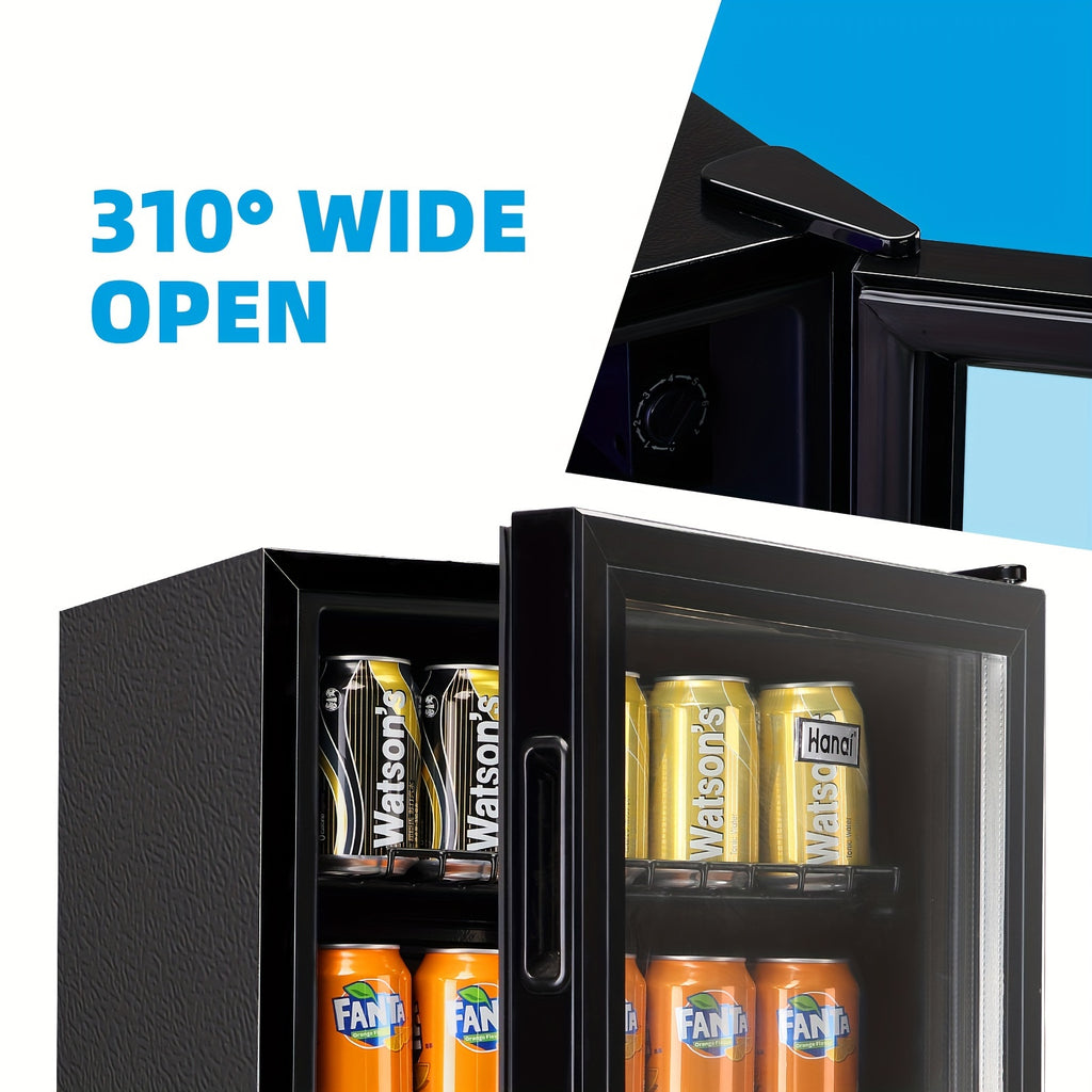 WANAI Mini Fridge Cooler 125Cans Beverage Refrigerator Glass Door Beverage Cooler for Beers Wine Juicer Cooler Adjustable Shelves LED Lights for Home, Office Or Bar