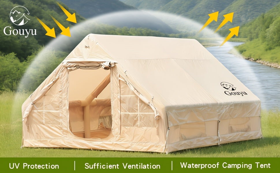 6.3/12 Square Meter Luxury Inflatable Tent, 4-6/8-10 Person All-Season Tent, Easy to Set Up