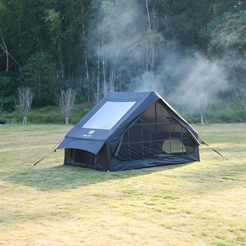 4-6 Person Inflatable Camping Tent - Easy-To-Set-Up Family Outdoor Tent with Sunshade, Windproof, Heat Insulation, And Mosquito Protection. High-Quality Design, Suitable for All Seasons, Includes Storage Bag, Air Conditioning Vent, And Chimney