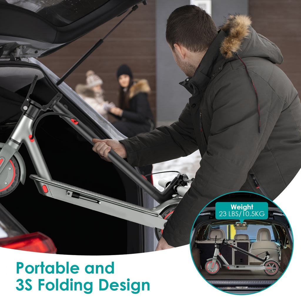 Electric Scooter with 350W Motor, 8.5" Solid Tires, Display, 3-Speed, Long Range 15 Miles, Foldable And Portable - Scooter for Urban Commuting, Suitable for Adults, Gift for Family And Friends
