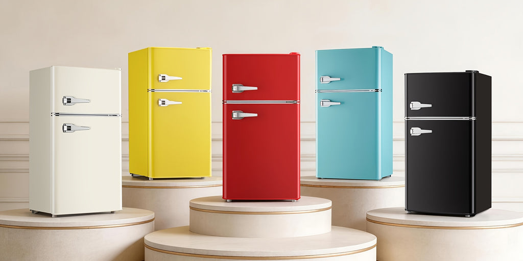 Retro Mini Fridge With Freezer 3.8 Cu. Ft, Small Refrigerator With 7 Level Adjustable Thermostat, Compact Classic Dual Door Fridge Removable Glass Shelves For Apartments, Dorm, Office