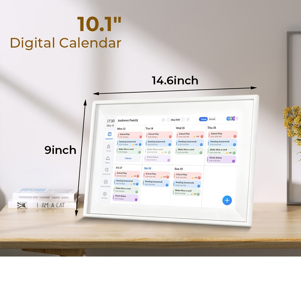 Digital Calendar Software, Size 10.1 Inches - An Interactive Online Scheduling Tool with A Color Grid, Recurring Events And Management Functions, No Installation Required, Including A Kit Of Nails, Supports, Electronic Pens, Etc.