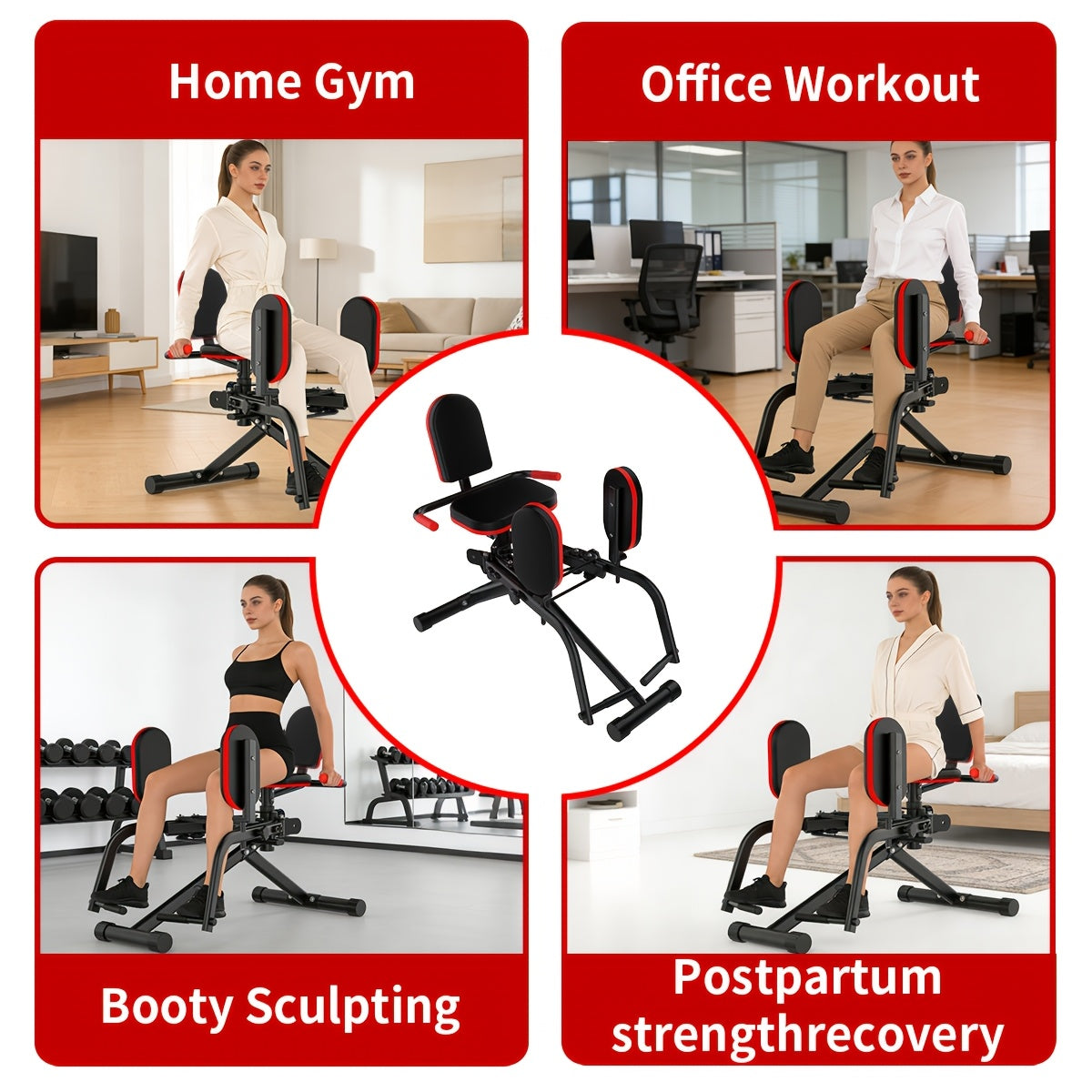 New 2-In-1 Dual Resistance Band Glute Trainer - Hip Abduction And Adduction Exercise Equipment - 1-15 Levels of Resistance Adjustment, for Glute Strengthening Training, Suitable for Home Use, Can Train Upper Back, Adjustable Glute Trainer