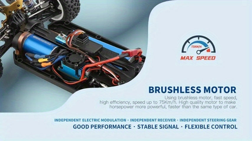 Wltoys 124017 75KM/H 4WD RC Car Professional Racing Car Brushless Electric High Speed Off-Road Drift Remote Control Toys for Boys with 2 Batteries