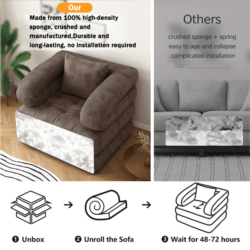 Multi-functional Convertible Sofa Bed—No Assembly Required, High-density Sponge, Soft and Skin-friendly Fabric | Suitable for Small Spaces, Bedrooms, Apartments, RVs as a Multi-position Sofa, Movie Sofa, Lazy Sofa, Office Sofa, Lounger, or Leisure