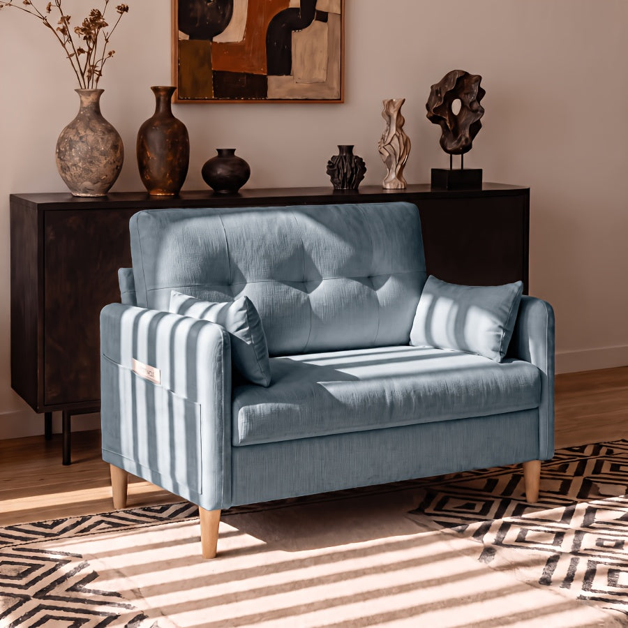 Loveseat Sofa, 47" Small Couch for Living Room, Comfy Chenille Fabric Love Seat for Bedroom Withthrow Pillow, Removable Cushion Cover, Couches for Small Space, Apartment, Dorm