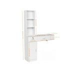 [Barber Stations Set] Omysalon Wall-Mounted Barber Stations, Salon Stations for Hair Stylists, Hair Styling Equipment Set with Storage Unit, 2 Drawers And 3-Tier Shelf (White/Black & Red/Black)