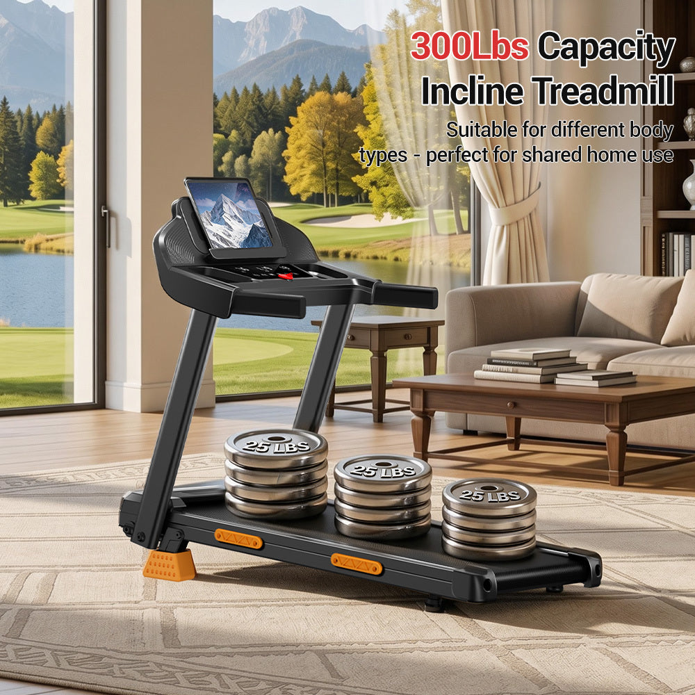 4-in-1 Foldable Treadmill with 15% Incline, Portable with Handle, 300 lbs Capacity for Home and Office