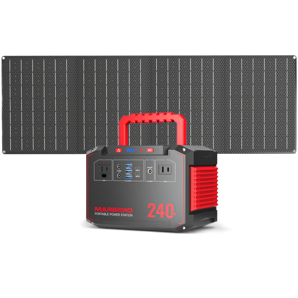 Portable Power Station 237Wh With 60W Solar Panel/88Wh &30W SL/111Wh &30W SL, Or 88.8Wh/237Wh.with 2*AC/USB-C PD/USB QC3.0/DC Output, LED Emergency Power Light For Outdoor Camping, RV Traveling, Emergencies For Gift