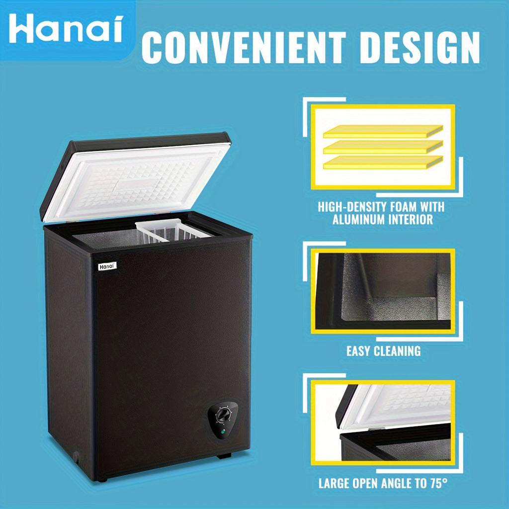 WANAI Chest Freezer 3.5 CU.FT Deep Freezer Compact Mini Freezer 7 Temperature Control Low Noise with Removable Basket for Dorm Apartment Home Kitchen