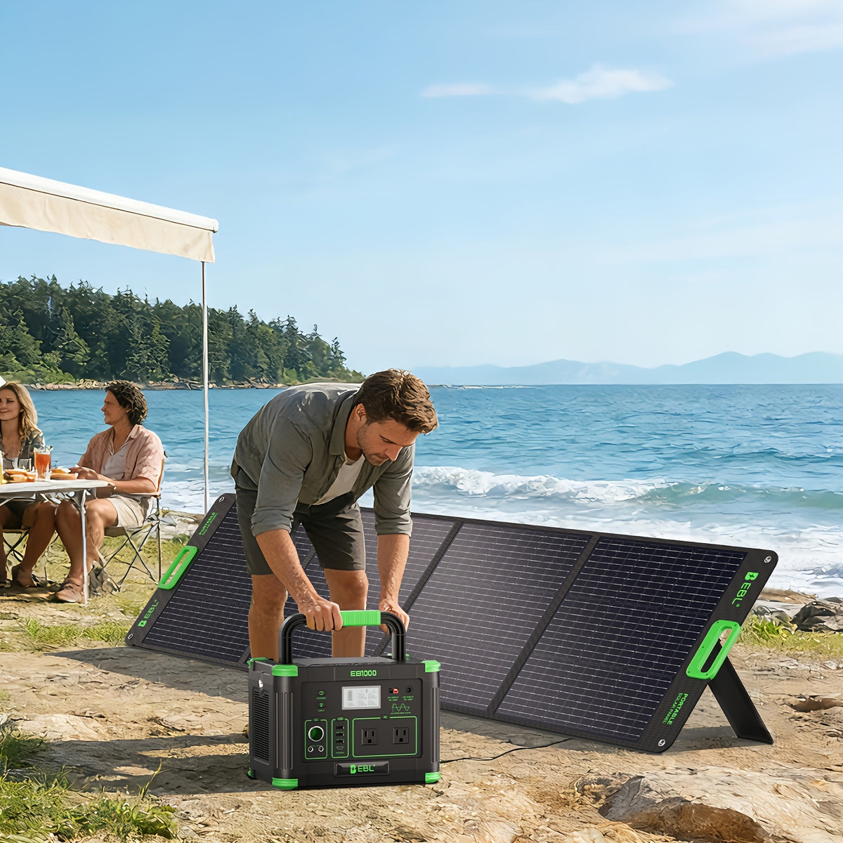 200 Watt Portable Solar Panel Compatible for Power Station - Foldable Solar Panel with MC4 Cable, High-Efficiency Single-Crystalline PV Cells, 4 Kickstands & Lightweight for RV, Camping, Off-Grid Power Generation