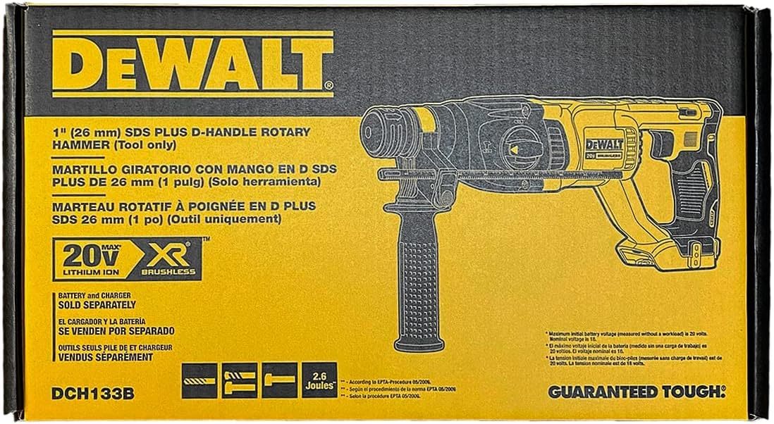 DEWALT 20V MAX Cordless Brushless 1 in. SDS Plus D-Handle Concrete and Masonry Rotary Hammer