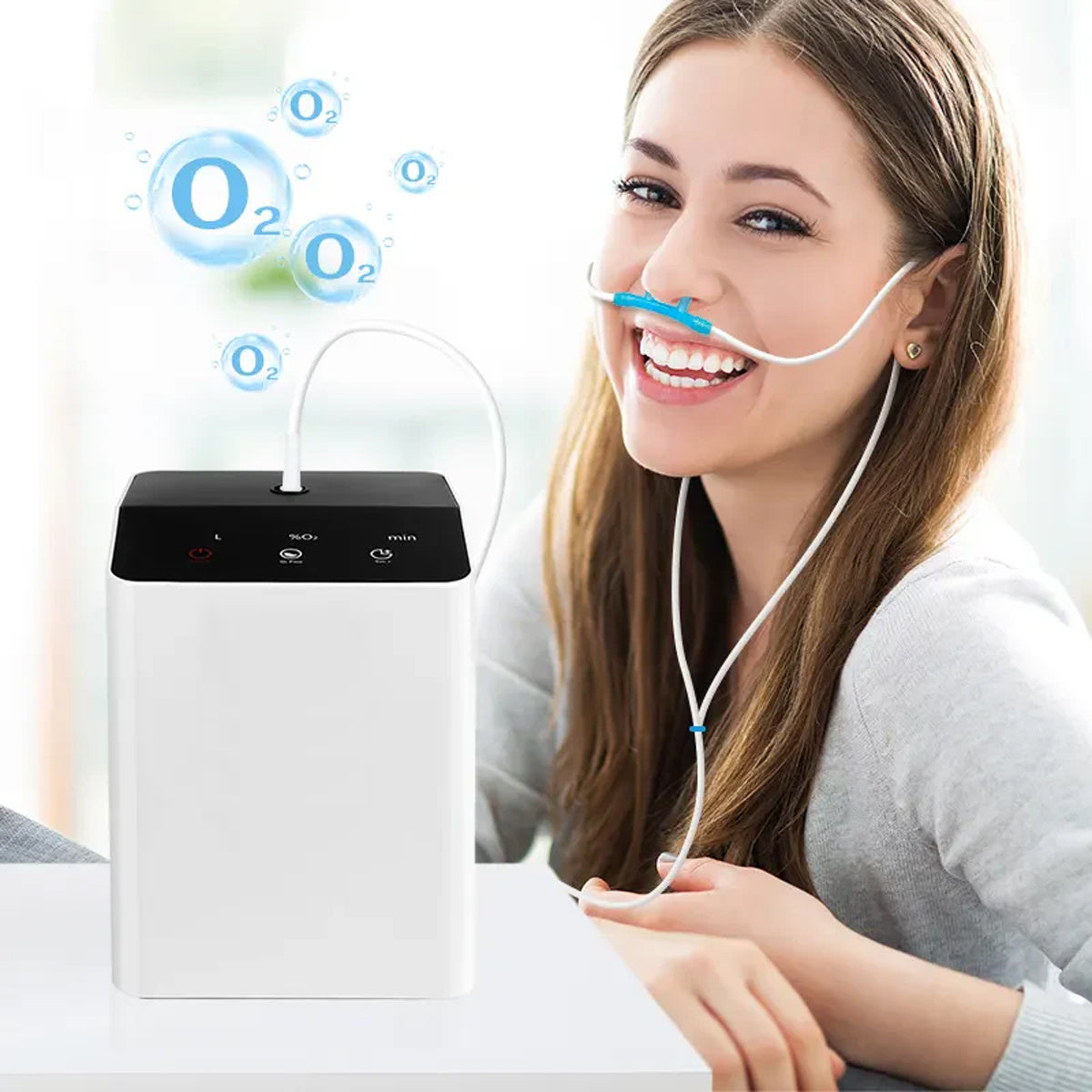 Oxygen Generator, Portable Oxygen Concentrator for Home/Travel, 1-7L Adjustable Portable Oxygen Machine 93% with Accessoires,Low Noise for Emergency