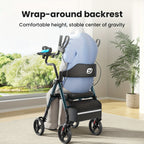 Maidesite Upright Walker, Stand Up Rollator Walker with Padded Seat And Backrest, Walkers for Seniors, Foldable Walker with Seat, Compact Folding, Fully Adjustment Frame for Seniors, 8" Big Wheels for All Terrain, Ergonomic Seat And Backrest, NEW