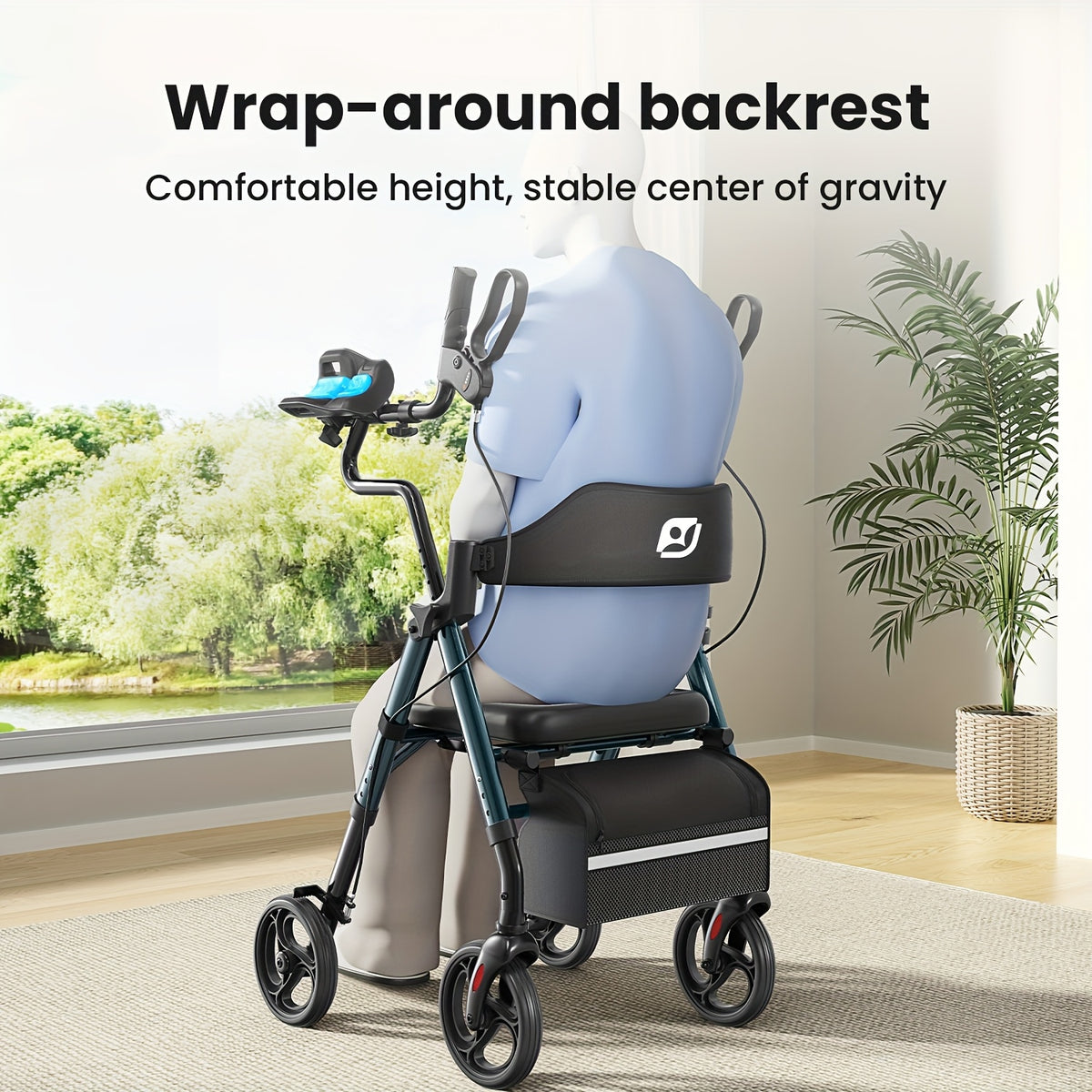Maidesite Upright Walker, Stand Up Rollator Walker with Padded Seat And Backrest, Walkers for Seniors, Foldable Walker with Seat, Compact Folding, Fully Adjustment Frame for Seniors, 8" Big Wheels for All Terrain, Ergonomic Seat And Backrest, NEW