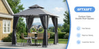 8'x8'Heavy-Duty Aluminium Alloy Outdoor Gazebo With Double Roof Canopy - All-Weather Pergola Mosquito Netting, Suitable For Terraces, Backyards, Or Gardens (grey)