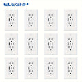 12pcs set of ELEGRP, white USB socket with 3 USB ports and 20A wall plug, dual USB C port socket, TR tamper-proof USB socket including wall plate