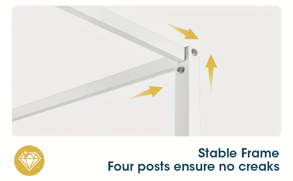 WEEWAY Heavy-Duty Metal Canopy Bed Frame with 4 Sturdy Posts & 3 Reinforced Crossbars - Easy Assembly, No Box Spring Needed, Modern Design for Full/Queen Size Beds (Black/White), Bedroom Furniture, Elegant Bedroom Style, Smooth Finish, Contemporary Furnit
