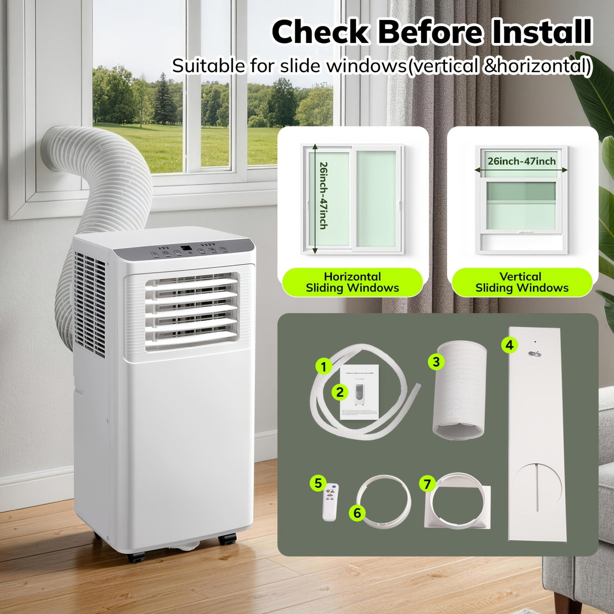 Compact Portable Air Conditioner, Smallest AC Unit with Powerful Cooling, Multi-Speed Fan, Dehumidifier, 24H Timer, Remote Control, Washable Filter & Wheels for Bedroom, Room, Office, Apartment