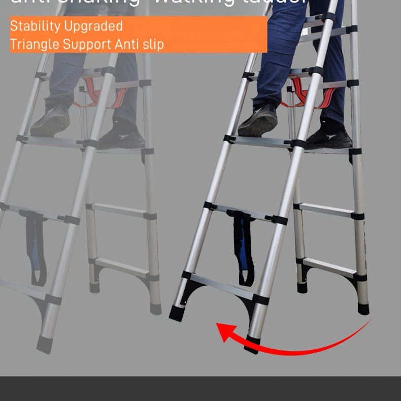 6.5-foot 7-Step Telescoping Ladder - Anti-Shake and Anti-Slip Portable Folding Ladder - Walkable A-Frame Household and Outdoor Work Multi-Purpose Ladder, 330 Pounds per Step
