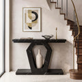 47.3" Modern Console Table with White Marble Texture, Narrow Sofa Table for Entryway & Hallway, Slim Behind Couch Table with Openwork Bracket, Foyer Table for Living Room, Easy Assembly