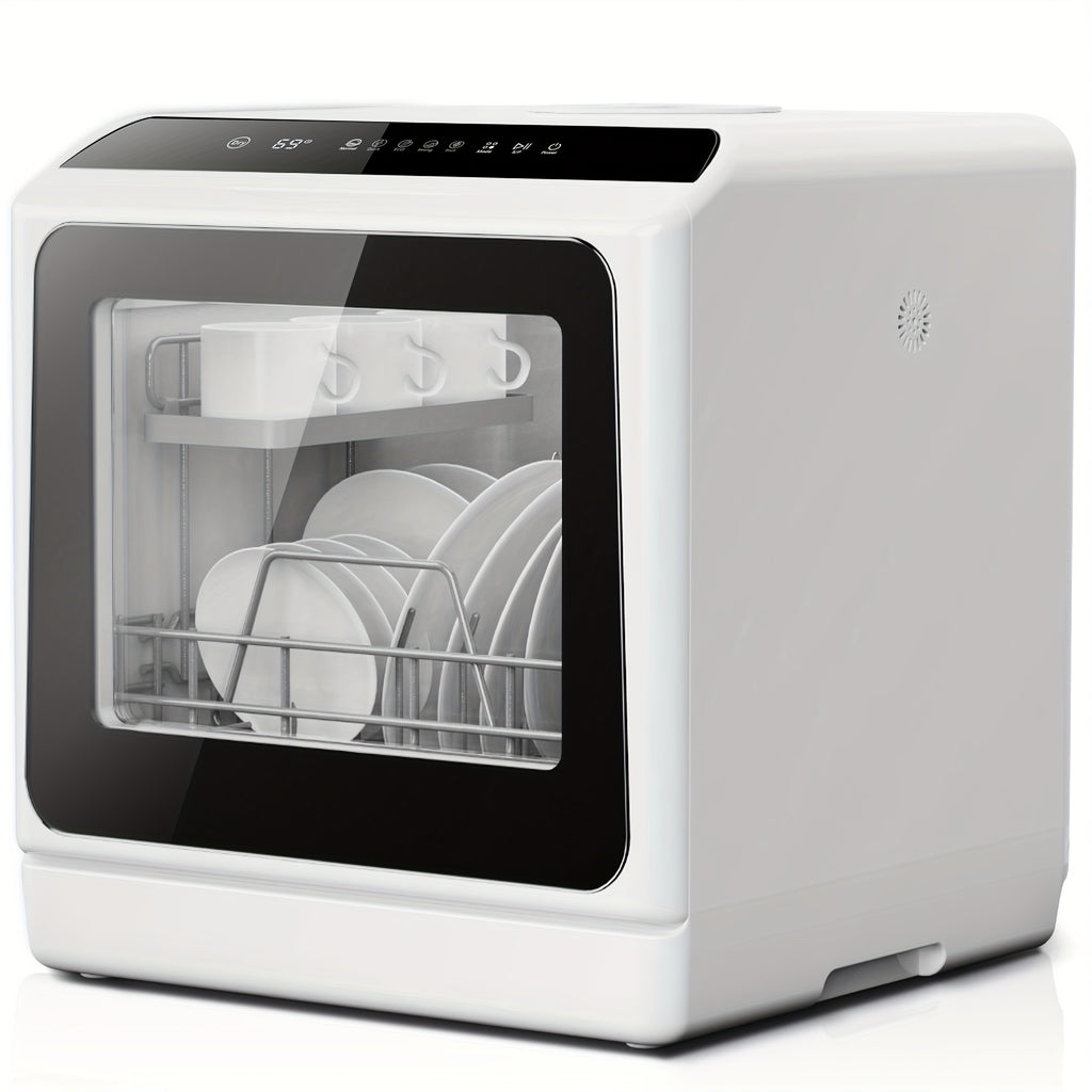 ICYGLEE Portable Mini Dishwasher, Compact Countertop Dishwasher, Equipped with a 5-Liter Built-In Water Tank, Ideal for Apartments And Motorhomes, Offers 6 Modes And Baby Care, No Plumbing Installation Required
