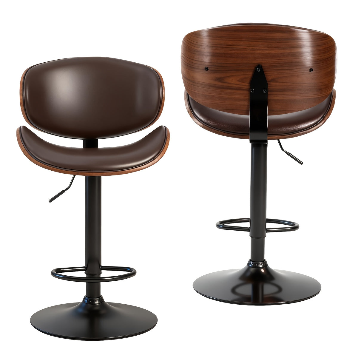 Comfort & Style: Set of 2/4/6 Swivel Bar Stools with Footrest. Features Adjustable Height, Soft PU Leather, And A Sleek Bentwood Frame for Any Space