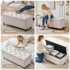 Ottoman With Storage, Storage Bench With Button-Tufted, End Of Bed Storage Bench Safety Hinge With Rivets, Large Storage Ottoman Bench For Bedroom, Living Room, Foot Of Bed