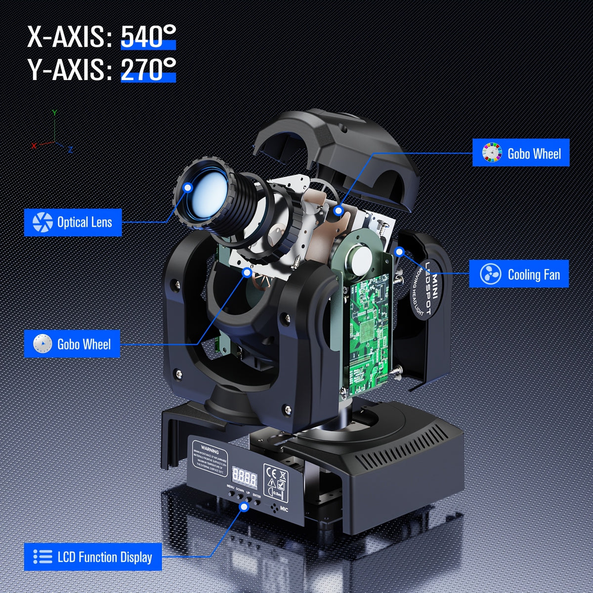 [Disco DJ Party KTV] 2pcs 30W RGBW Spot LED Black Moving Head Light 7 Gobos 8 Color Stage Light DMX512 Disco DJ Party KTV Wedding Light