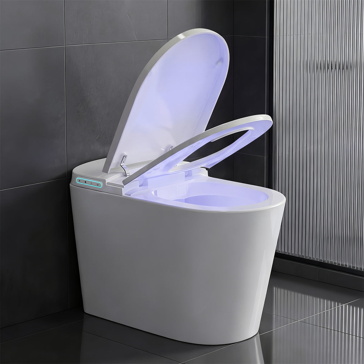 [Smart Toilet] Smart Toilet with Built-in Feminine Wash Function — Features Seat Heating and Night Light, Supports Warm Water Bidet and Warm Air Drying; Modern Tankless 1pc Design, Equipped with Soft-close Lid, Foot-operated Sensor, and Automatic Lid/seat