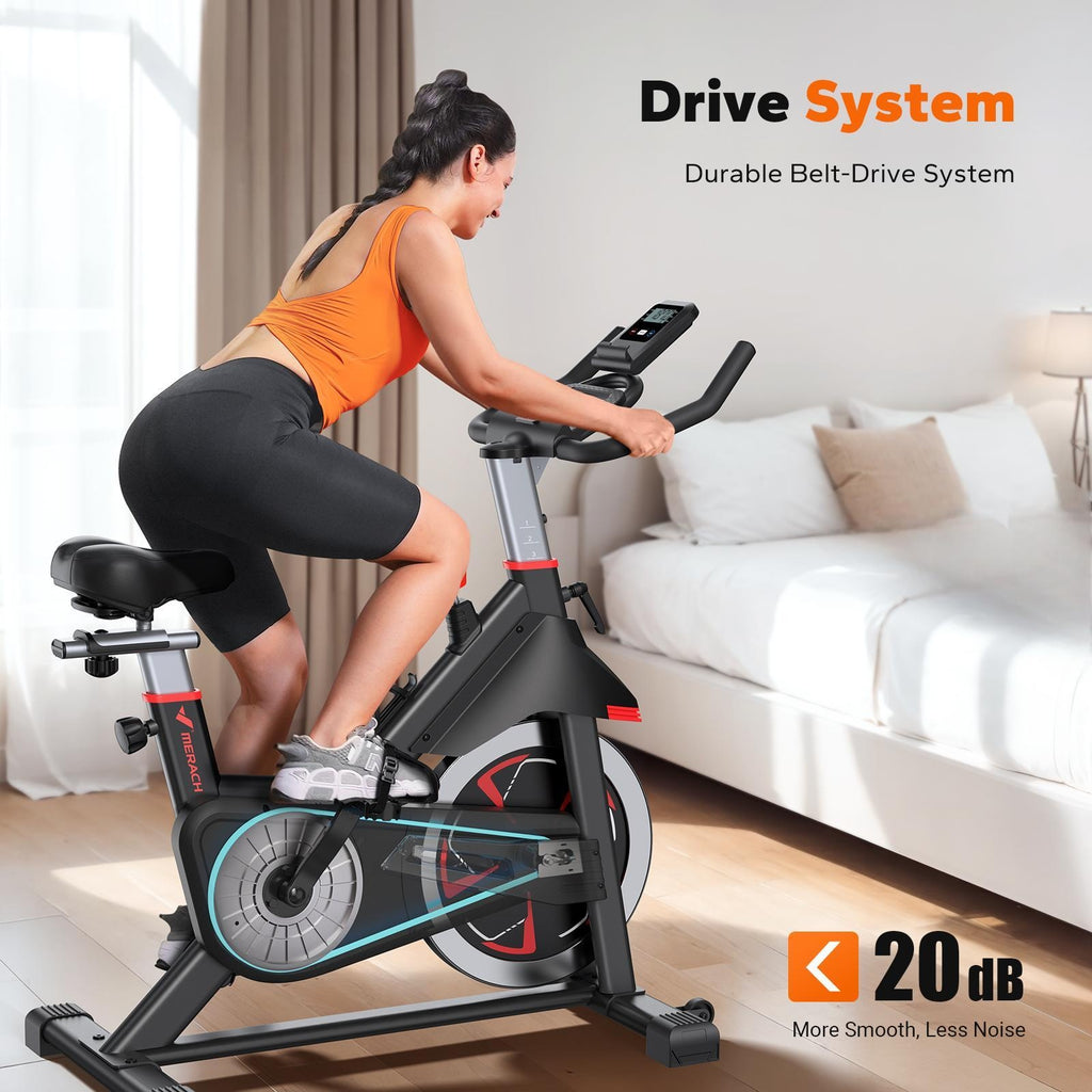 MERACH Exercise Bike Indoor Cycling Bike with 350lbs Weight Capacity & 40 Lbs Flywheel LED Monitor Free APP, Stationary Bike for Cardio Workout, Workout Equipment for Home Gym