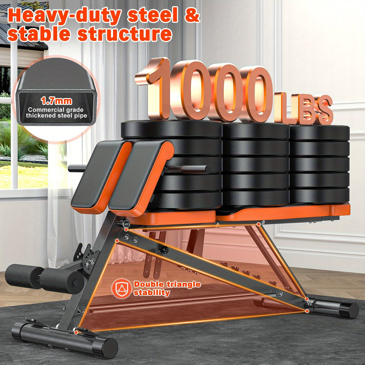 Home Gym Weight Bench, 5-In-1 Adjustable Workout Bench for Abs, Back, Glutes And Core Training, Heavy Duty 1000LBS Capacity