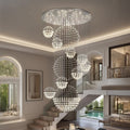 Modern LED Crystal Chandelier for Height Ceiling 2 Story Foyer Lighting 13-Light Flush Mount Foyer Lighting