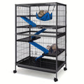 [5-Tier Metal Cage] Metal Small Animal Cage 5 Tiers Homes for Pets Removable Ferret Cage with Lockable Wheels, 50" H Deluxe Chinchilla Cage with Hammock and Removable Tray